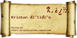 Kriston Éliás névjegykártya